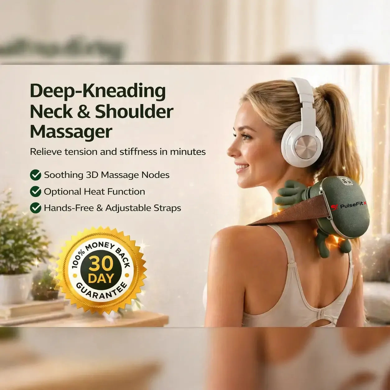 PulseFitX™ Deep-Kneading Neck & Shoulder Massager with Heat